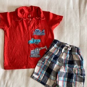 Adorable construction vehicle 3T short set